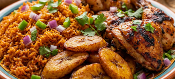 People eating Nigerian food